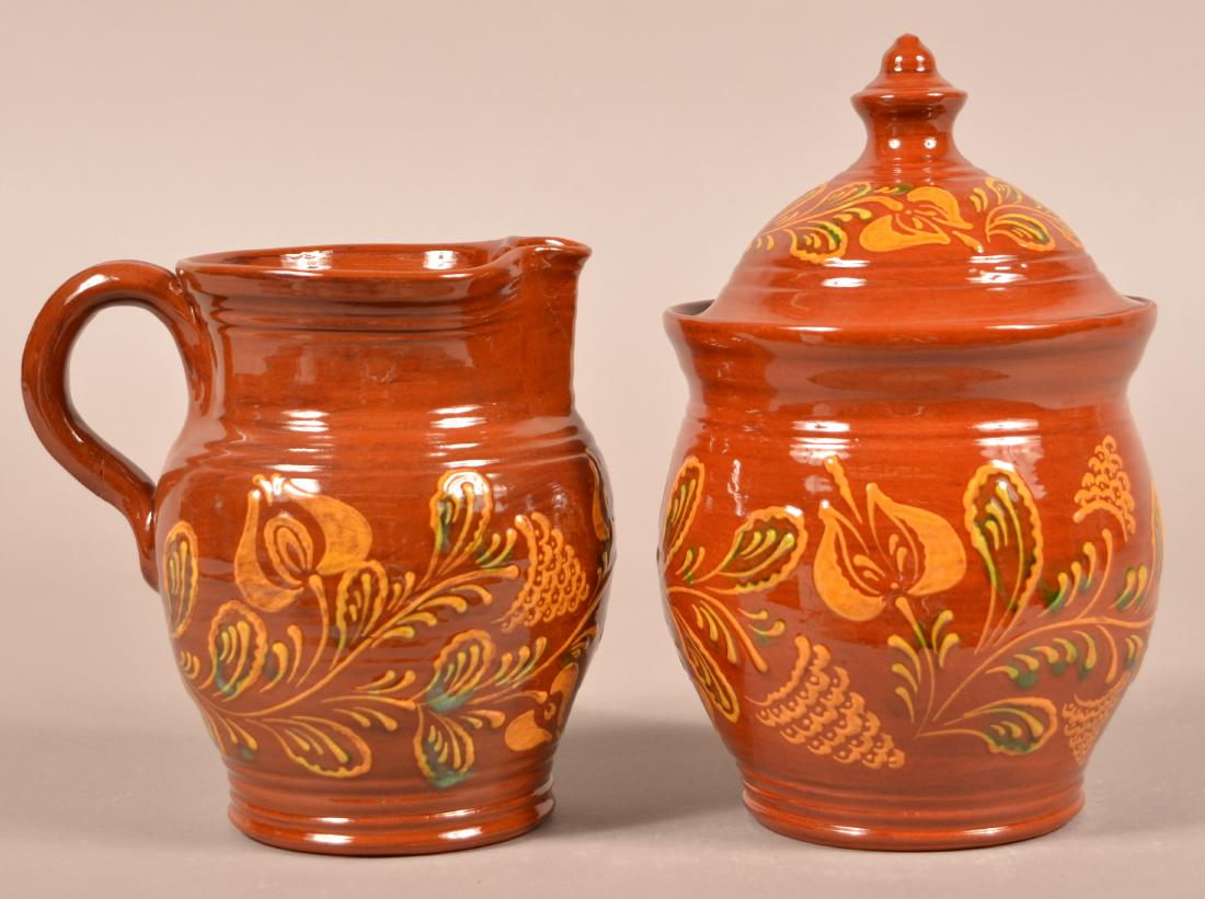 Two Pieces of Foltz Redware. (1 of 3)