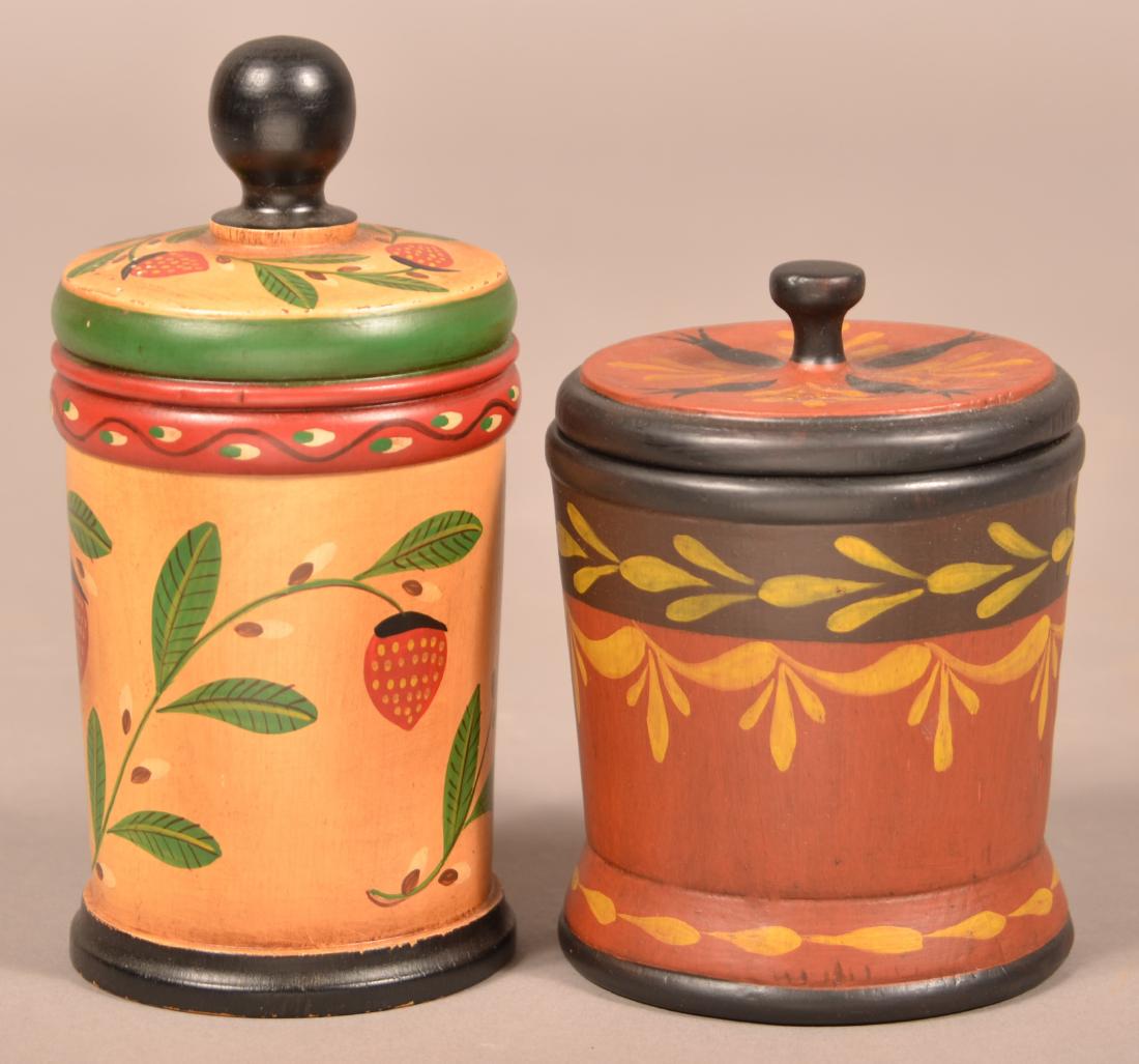 Two John R. Dierwechter Painted Canisters. (1 of 3)