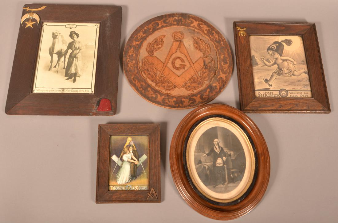 Five Antique/Vintage Masonic Framed Items. (1 of 1)