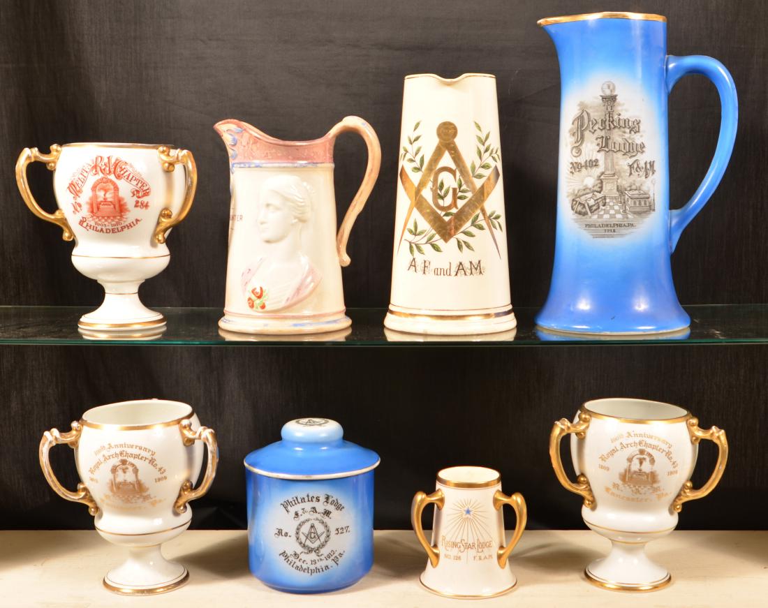 Eight Pieces of Antique/Vintage Masonic China. (1 of 2)