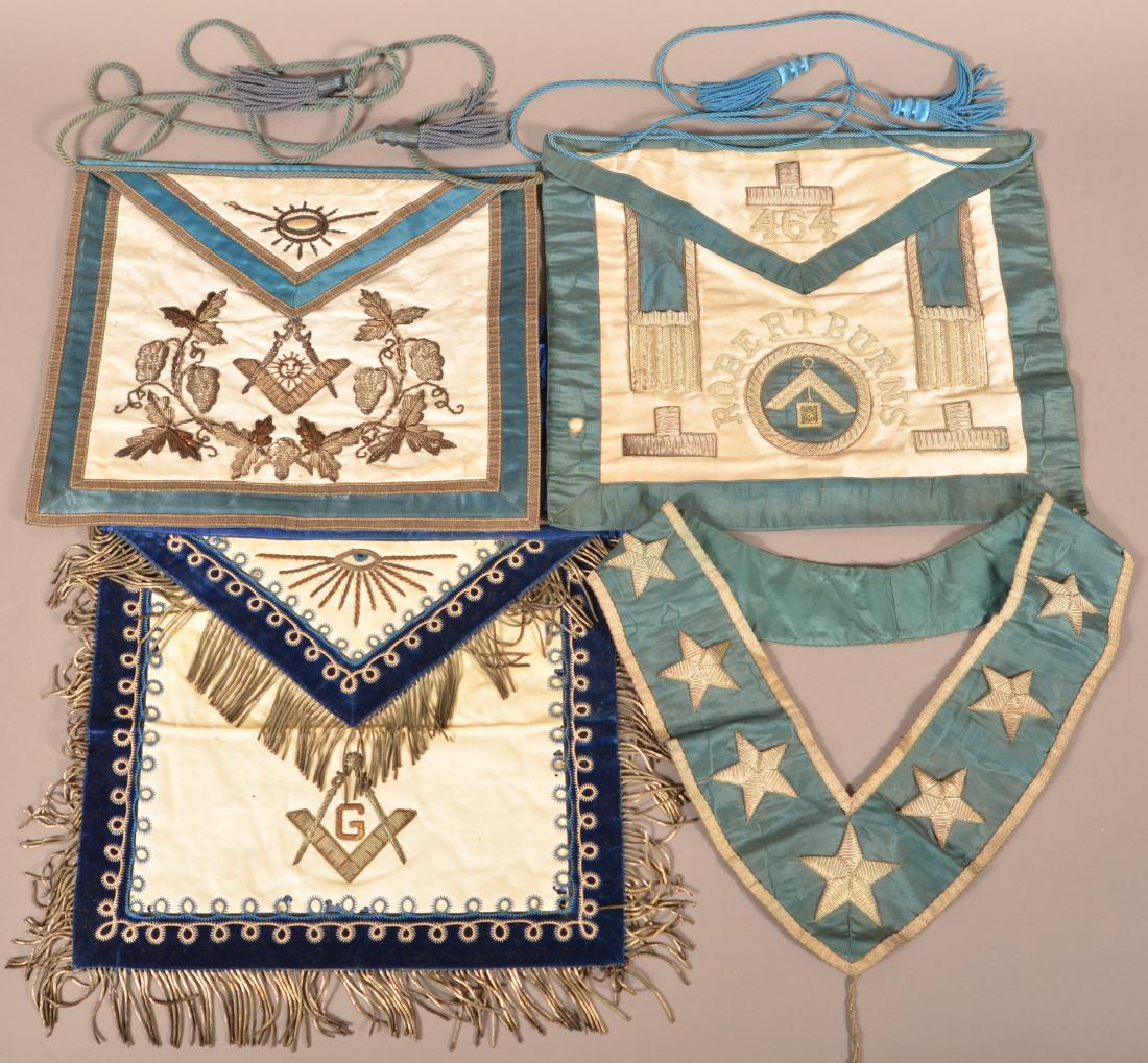 Three Masonic Gilt Thread Needlework  Aprons. (1 of 6)