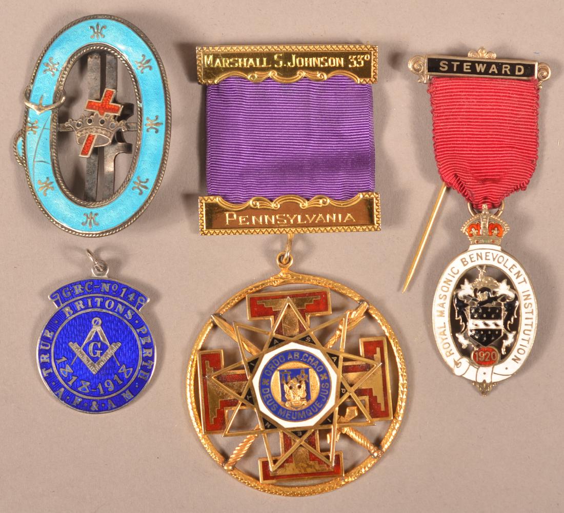 4 pcs. Masonic Presentation Medals, (1 of 4)