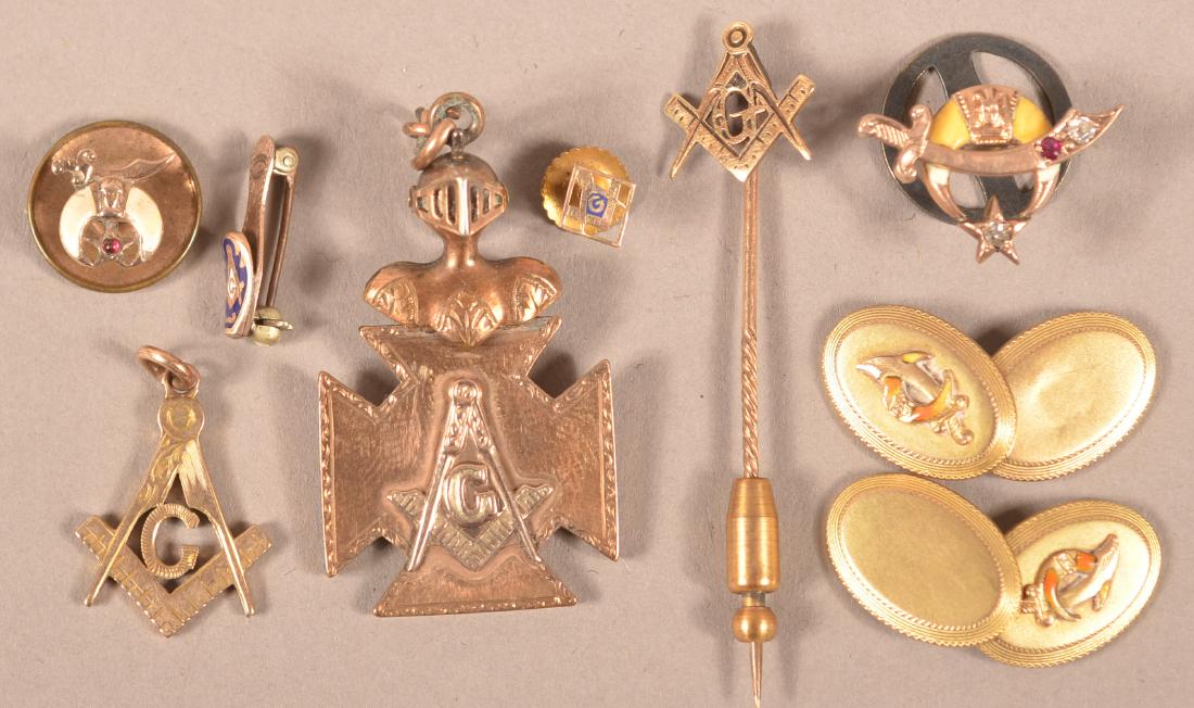8 pcs. 10k Masonic Jewelry (1 of 2)