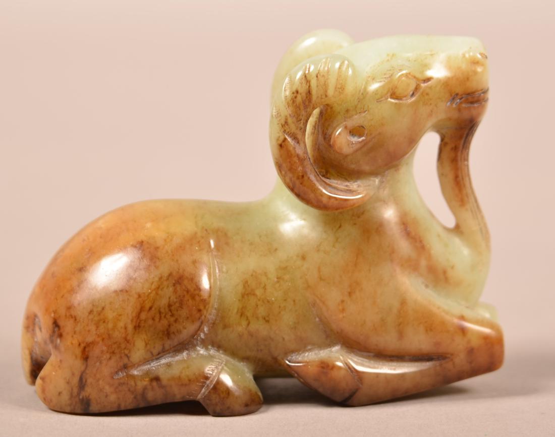 19th Century Finely Carved Russet Jade Ram. (1 of 4)