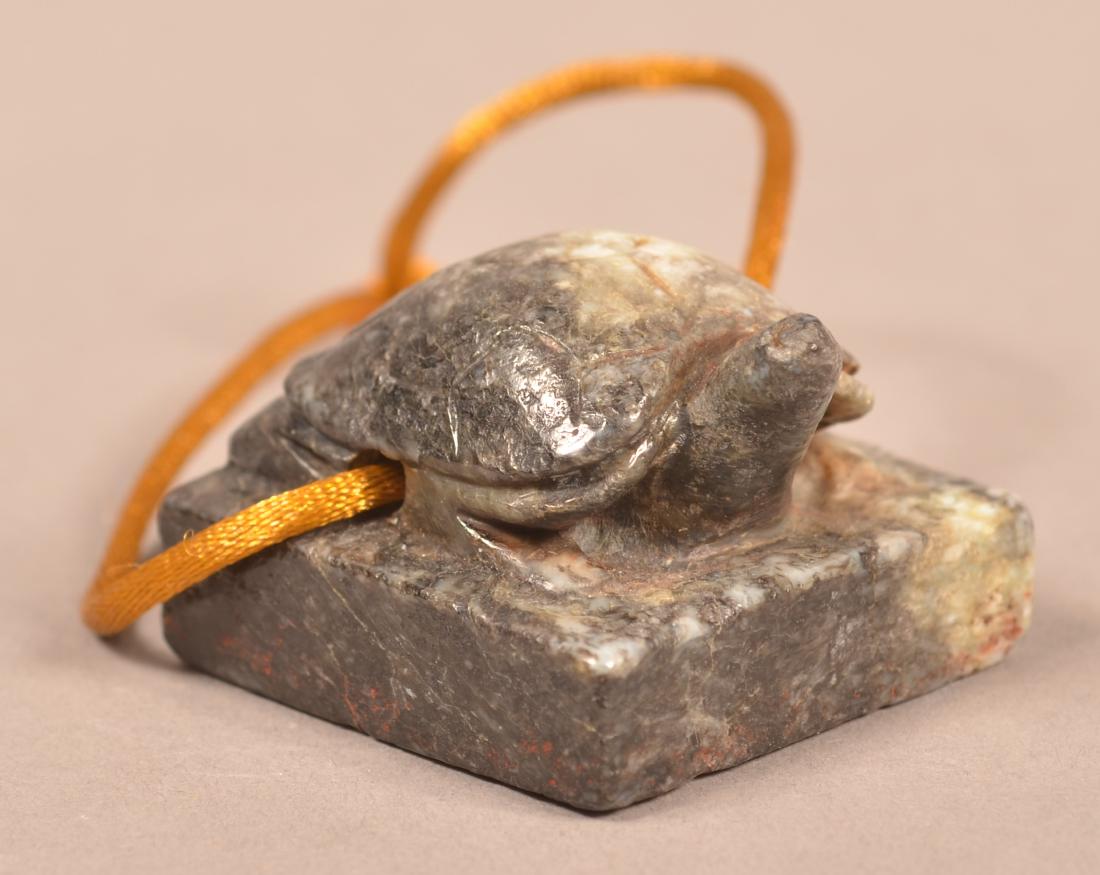 Finley Carved Chinese Jade Seal in Turtle Form Yuan pd. (1 of 4)