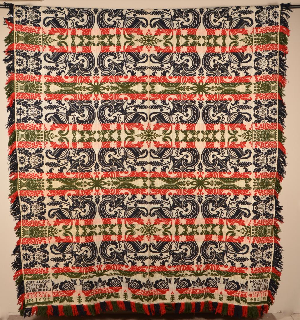 1846 Berks County, PA Jacquard Coverlet. (1 of 5)