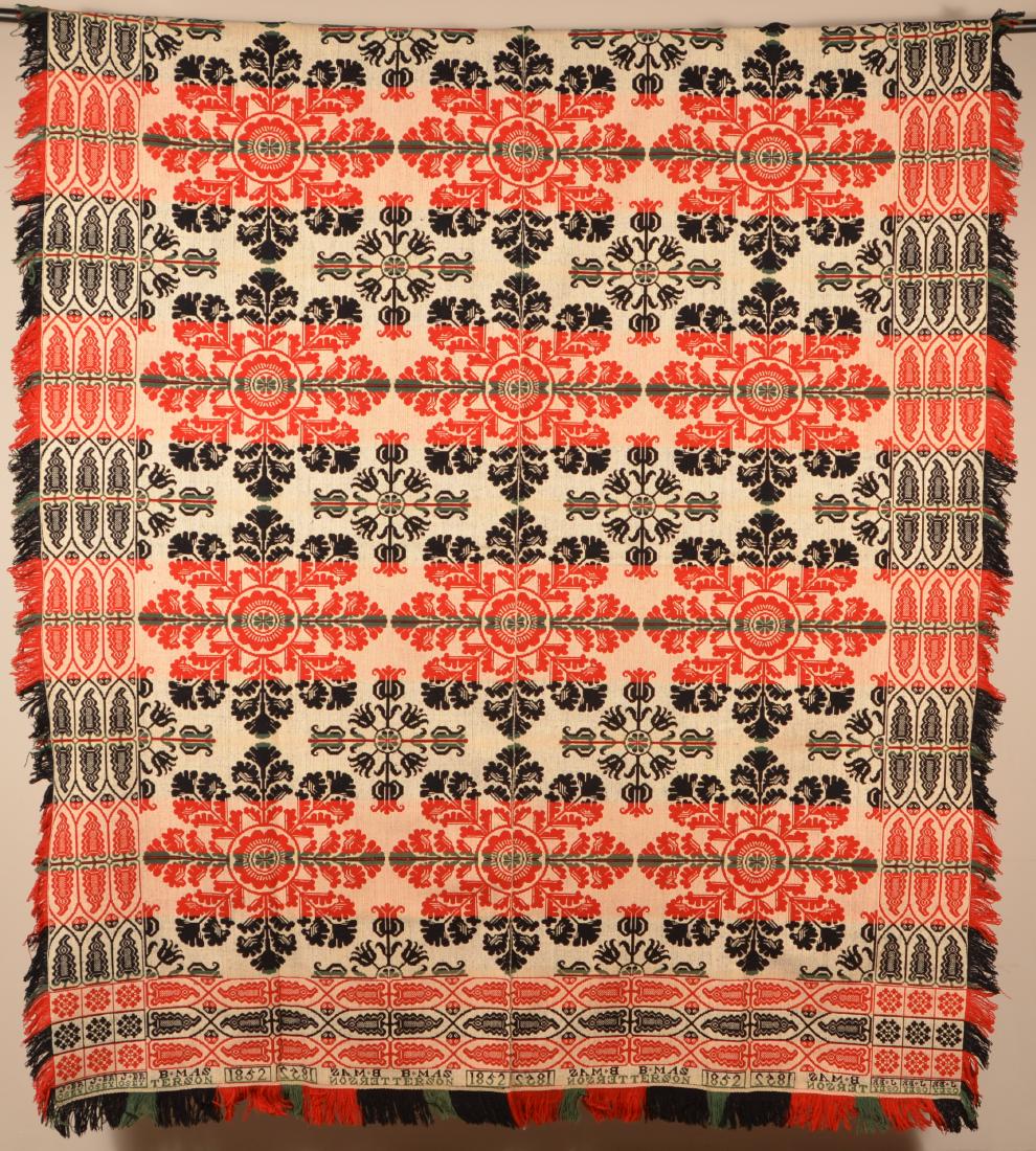 1852 Lancaster County, PA Jacquard Coverlet. (1 of 5)