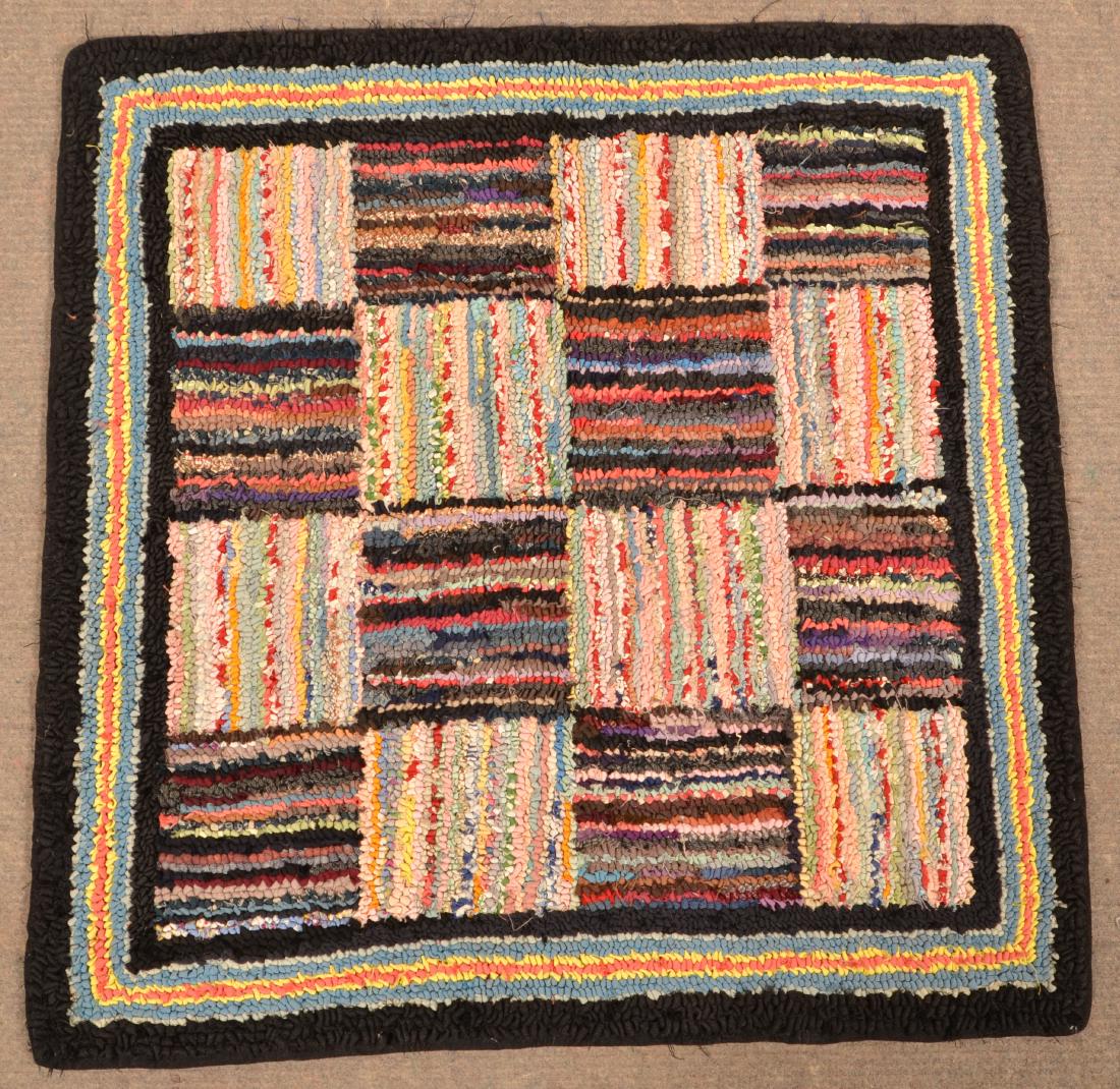 Antique/Vintage Geometric Pattern Hooked Rug. (1 of 2)