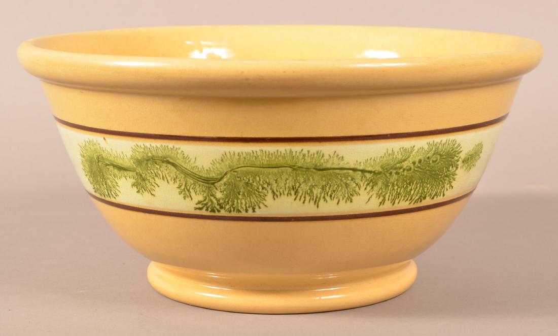 Yellowware Mixing Bowl w/ Seaweed Decoration. (1 of 5)