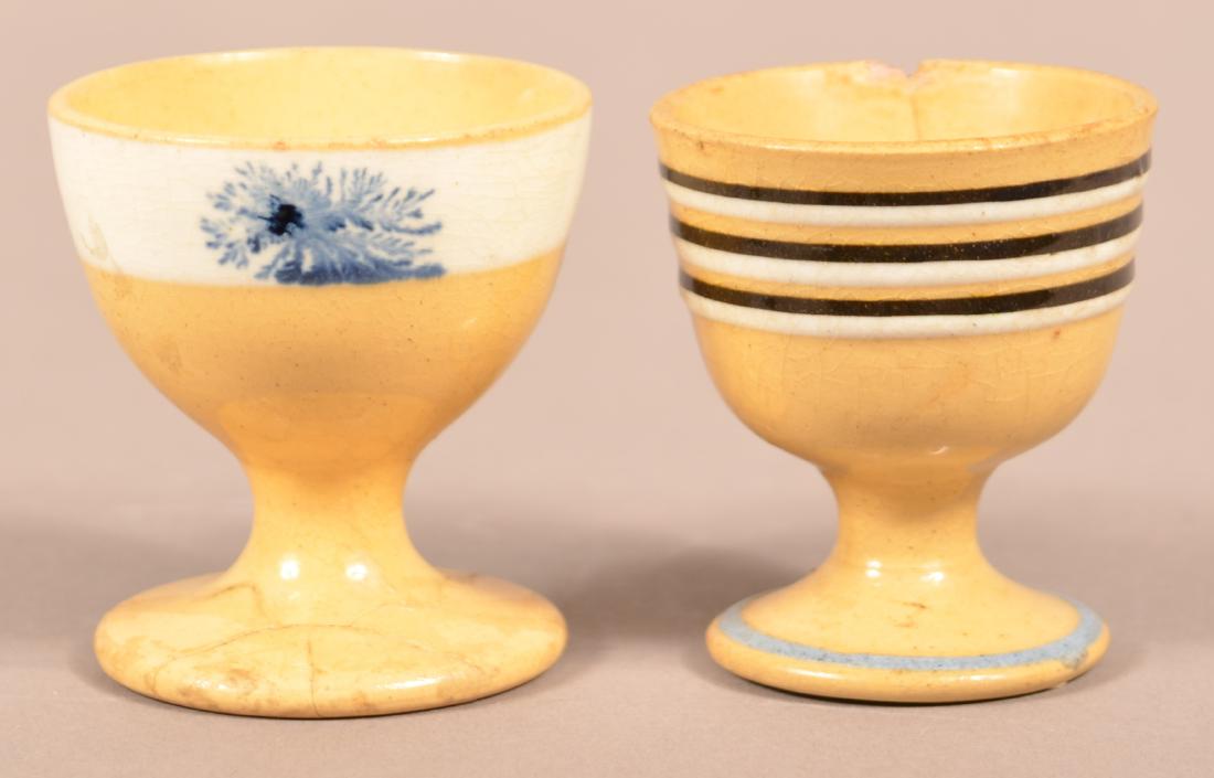 2 19th Century Yellowware Footed Master Salts. (1 of 3)