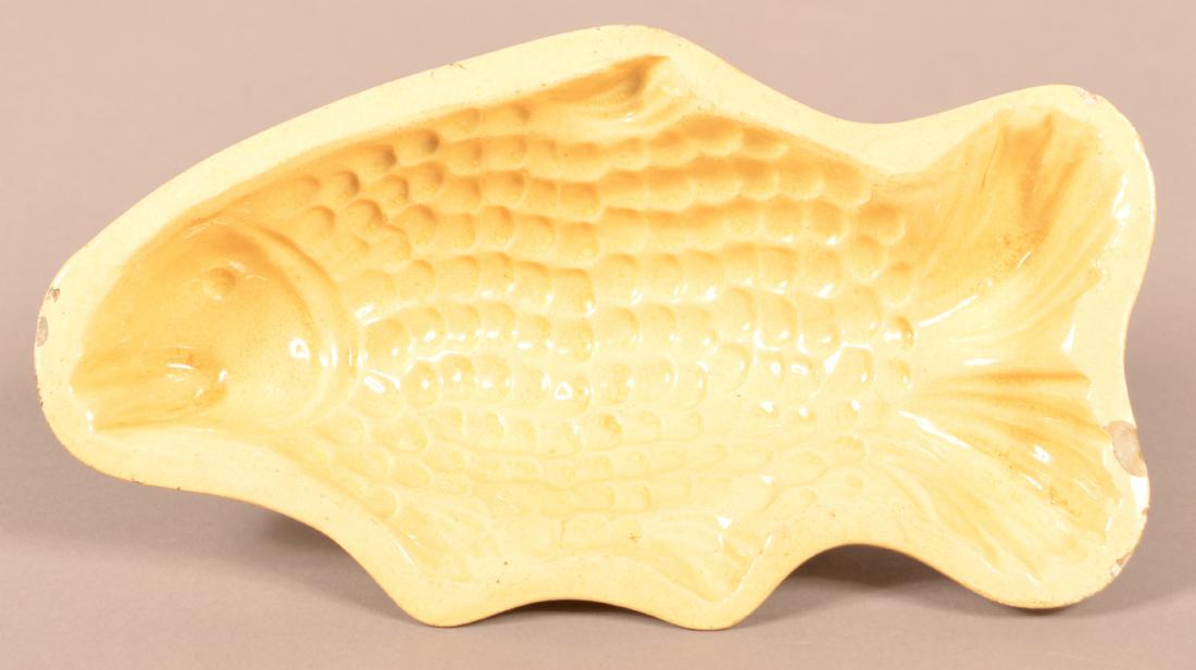 Large Yellowware Fish Form Mold. (1 of 3)