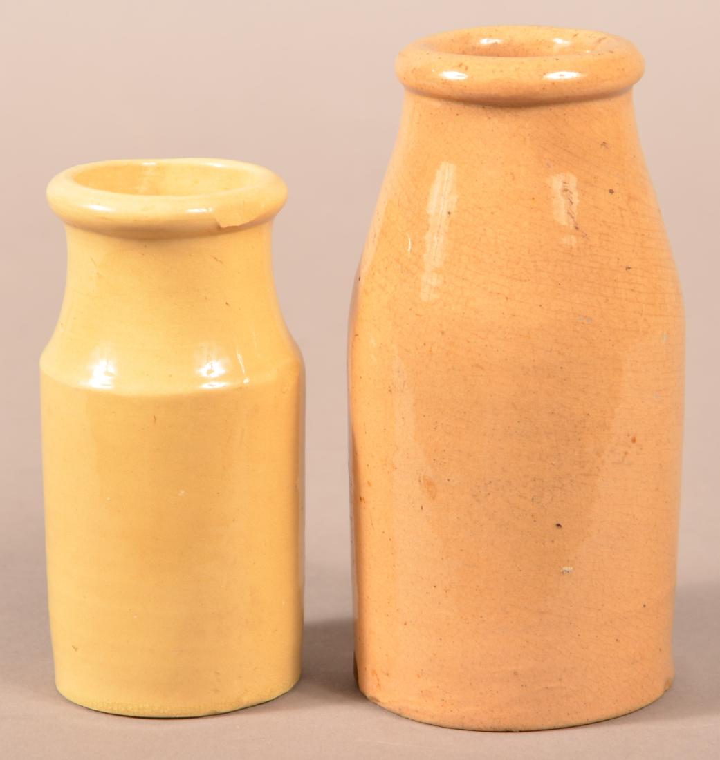 Two Various Antique Yellowware Cream Bottles. (1 of 3)