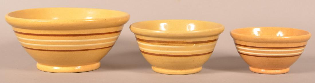 Three Antique Yellowware Graduated Bowls. (1 of 3)