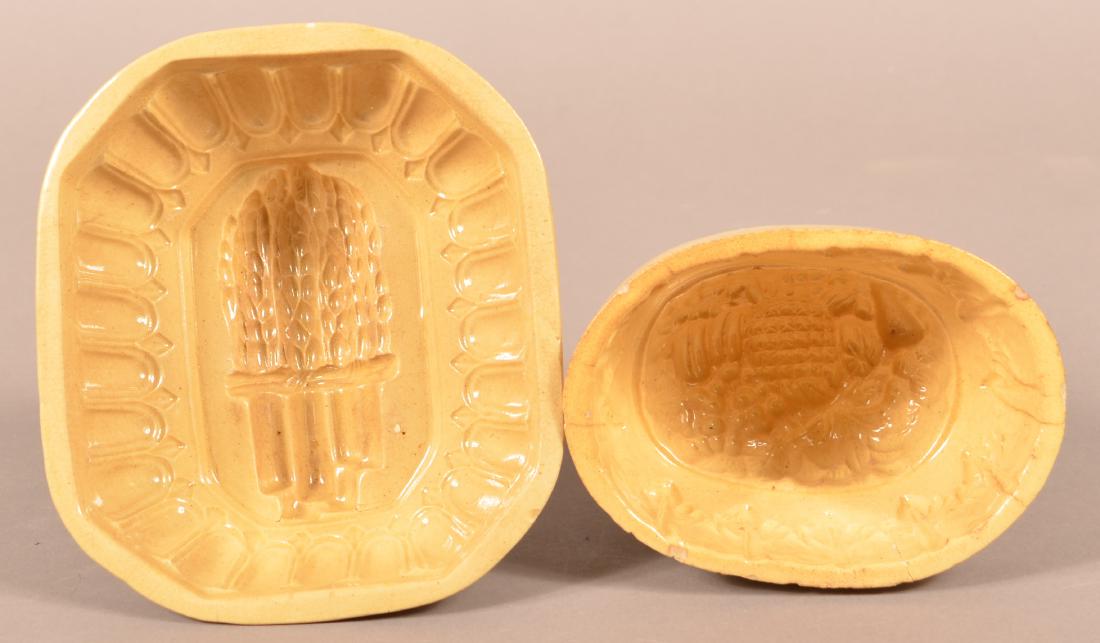 2 Antique Yellowware Oval Molds. (1 of 3)