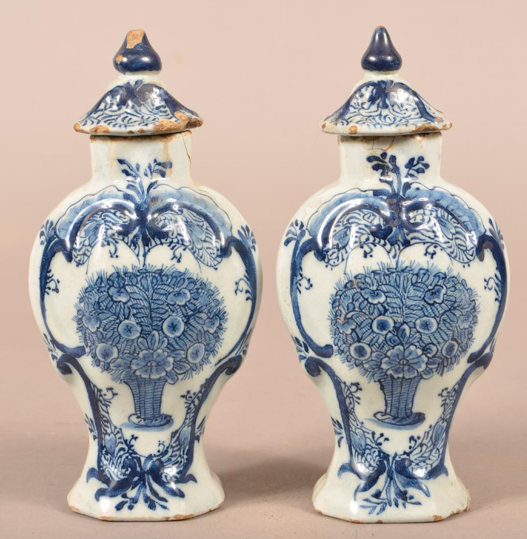 Pair of Antique Delft Vases and Covers. (1 of 4)