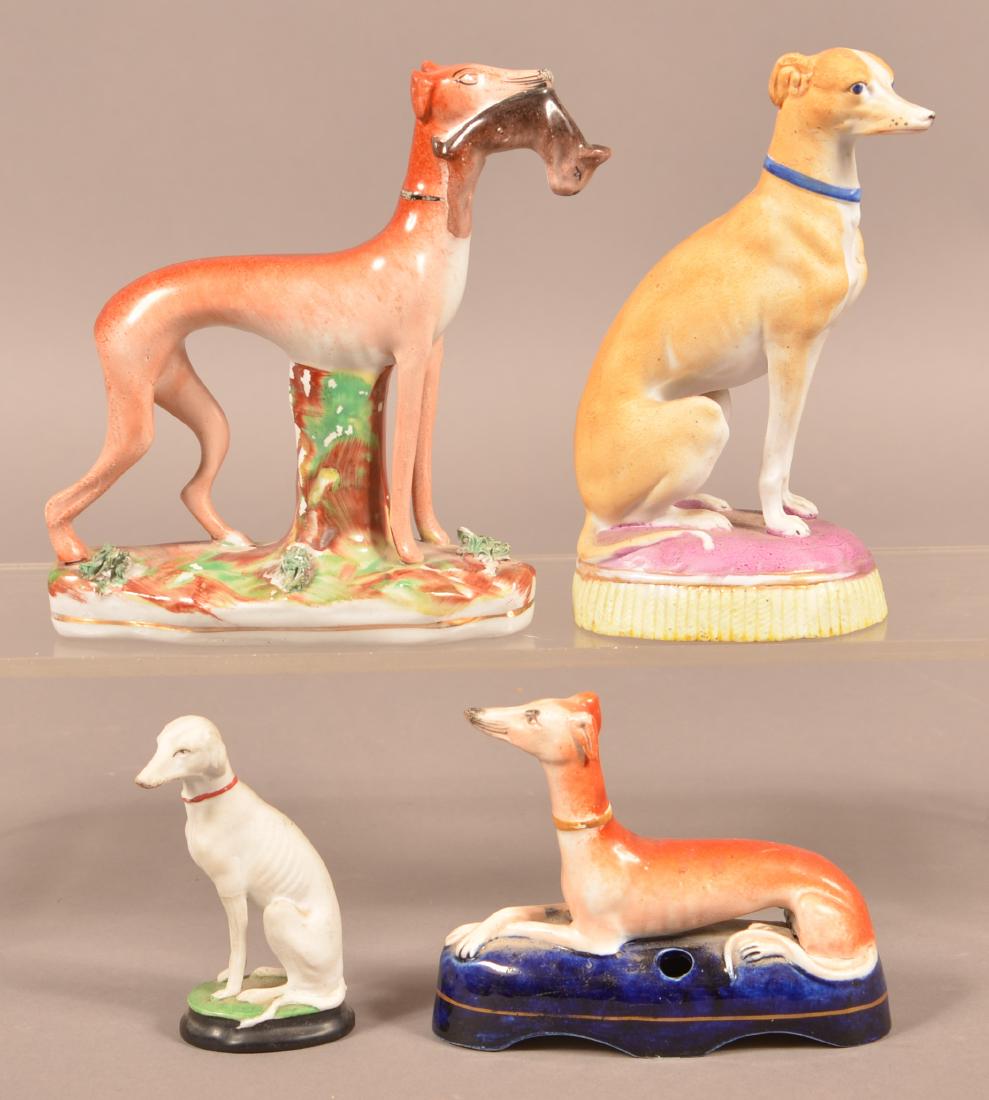 Four Staffordshire China Whippet Figures. (1 of 3)