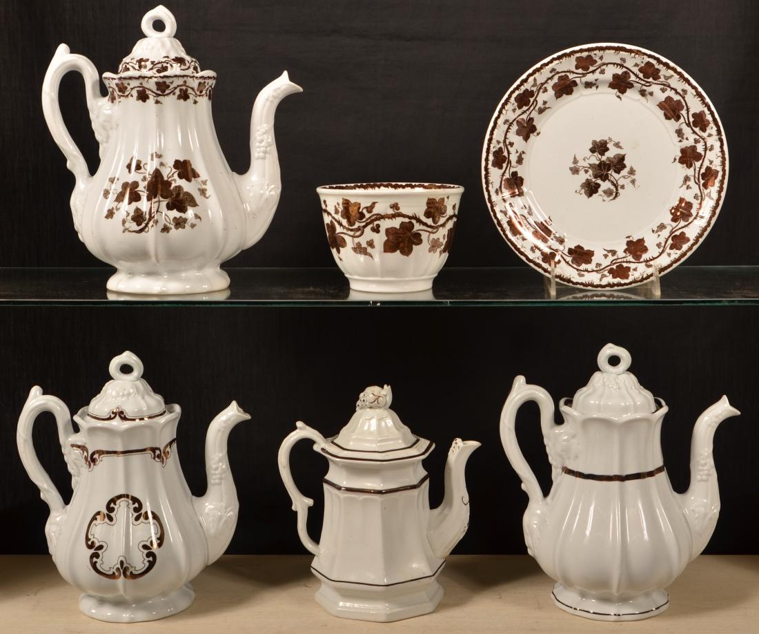 6 Pieces of Copper Lustre Ironstone China. (1 of 3)