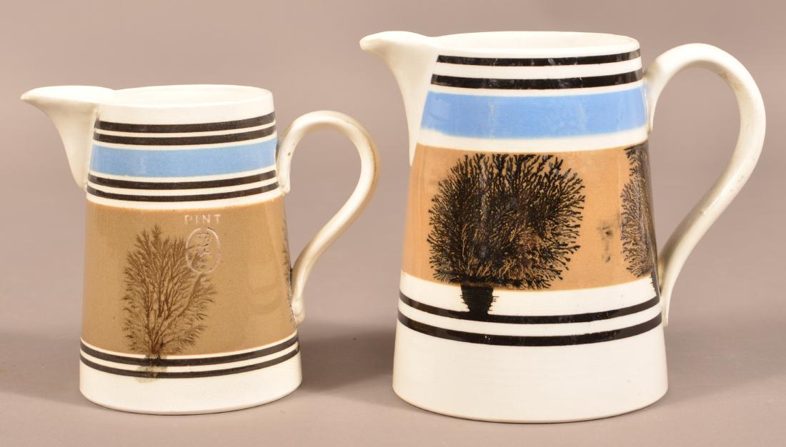 Two English Seaweed Mocha Decorated Pitchers. (1 of 4)