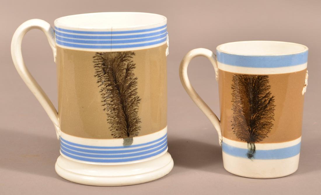 Two English Seaweed Mocha Decorated Mugs. (1 of 4)
