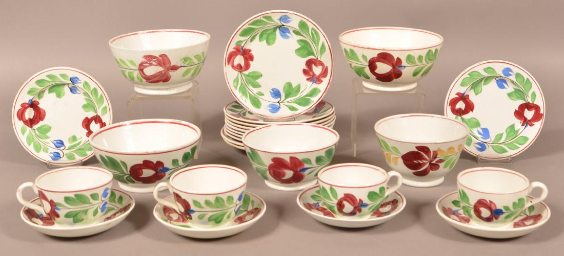 Lot of Late Adams Rose Ironstone China.: Lot of Late Adams Rose Ironstone China. Largest bowl measures 6-1/2" diam. Condition: Very good.