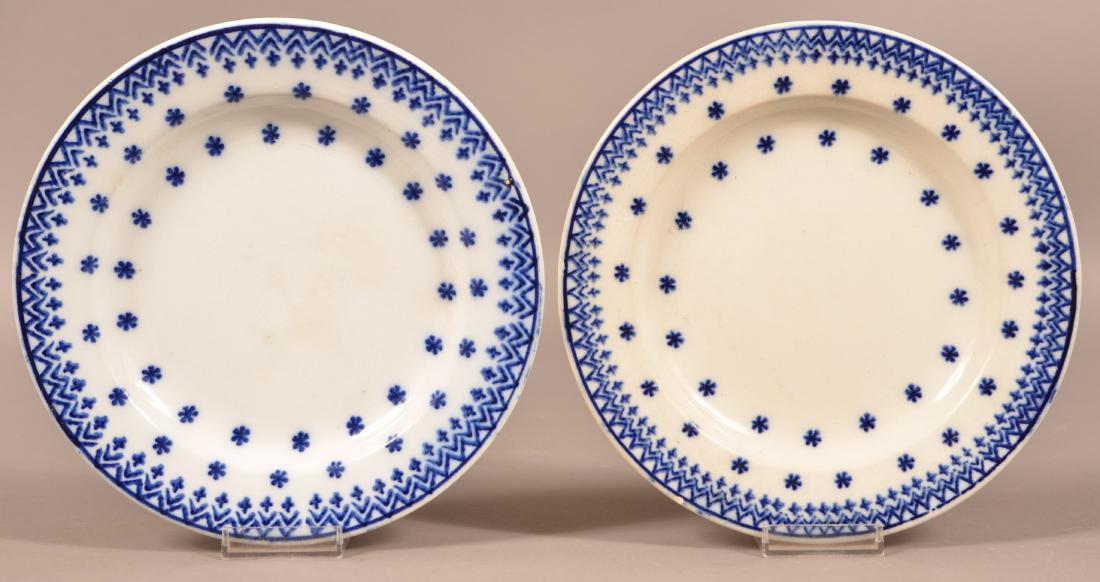 Two Flow Blue Snowflake Pattern China Plates. (1 of 2)