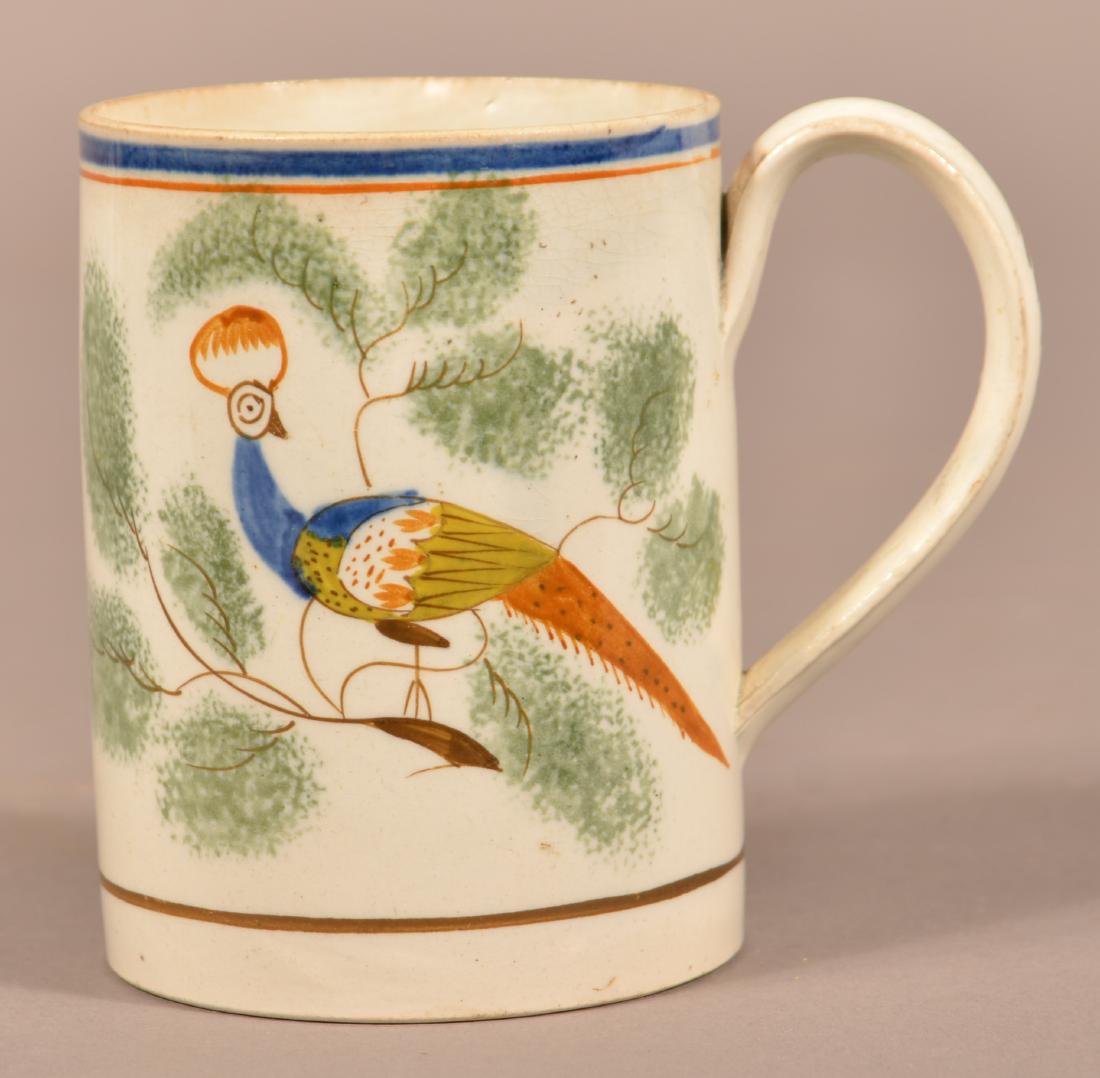 Leeds Soft Paste China Peafowl Mug. (1 of 4)