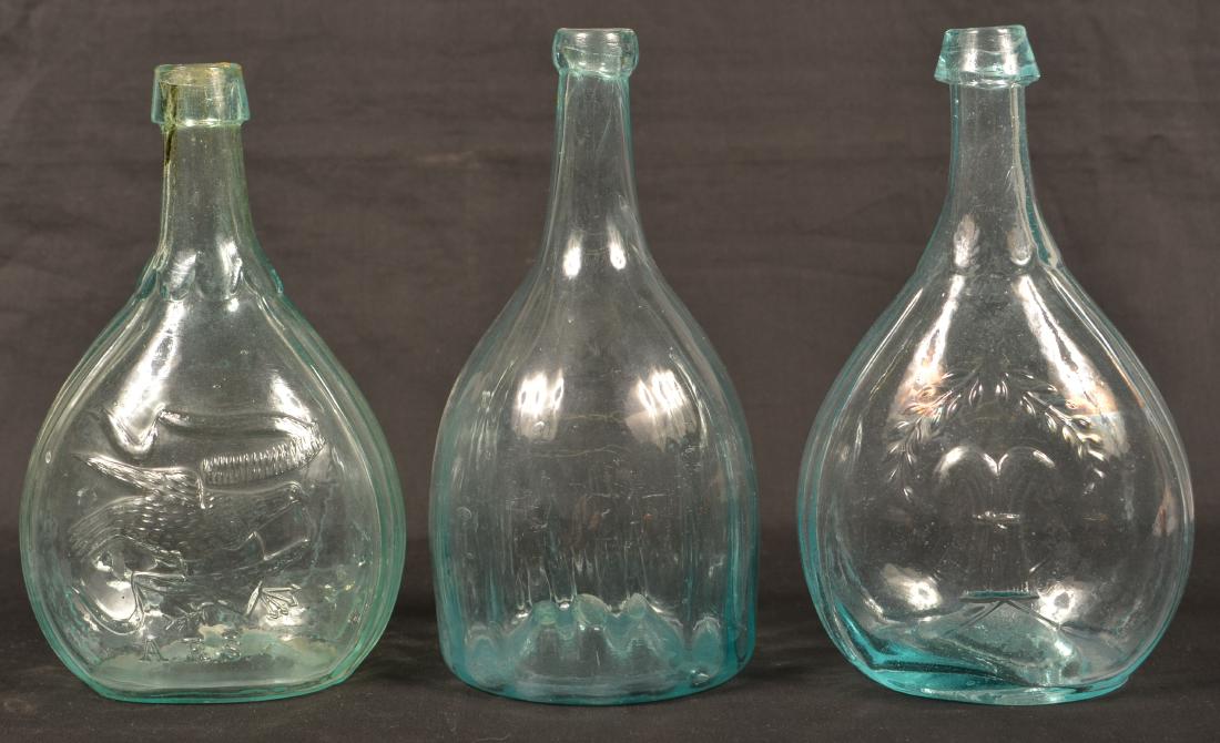 Three Various Aqua Calabash Bottles. (1 of 3)
