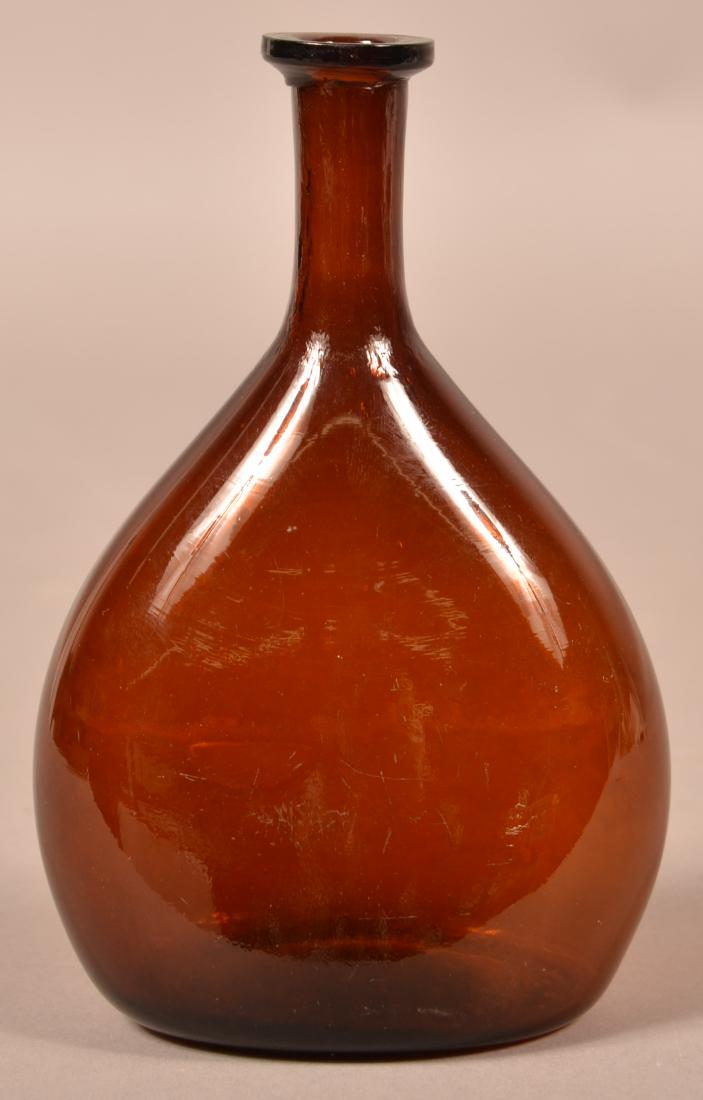 Deep Amber Blown Glass Chestnut Flask. (1 of 5)
