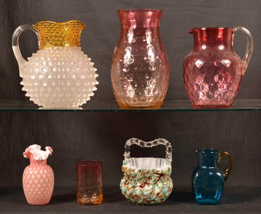 Seven Various Pieces of Victorian Art Glass. (1 of 2)