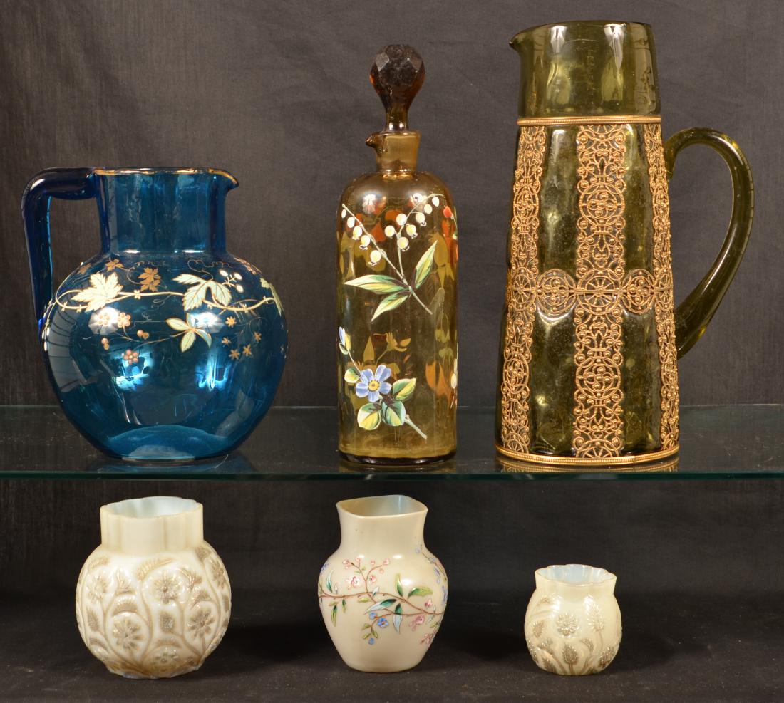 Six Various Pieces of Victorian Art Glass. (1 of 2)