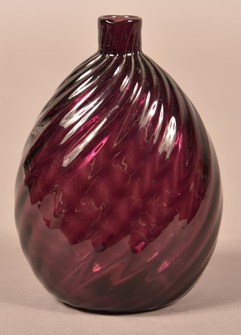 Stiegel Type Molded Amethyst Glass Spirits Flask. (1 of 3)
