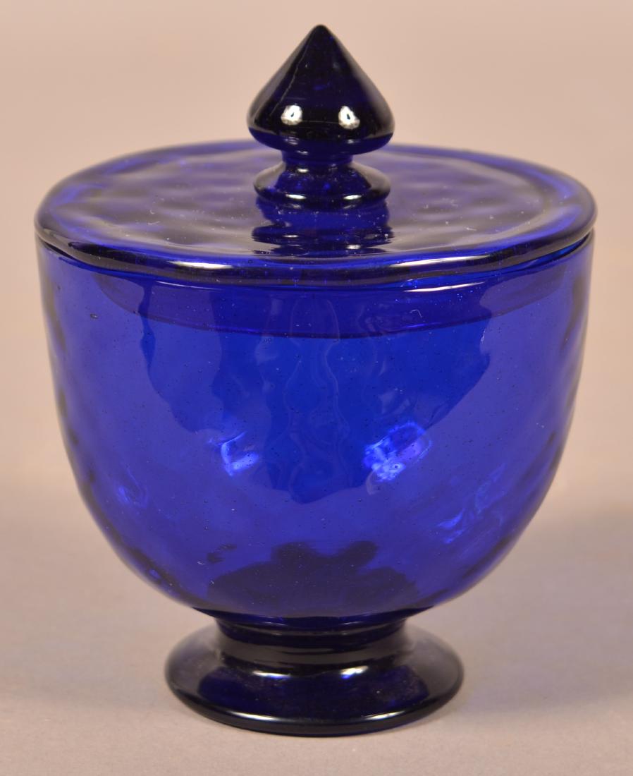 Stiegel Type Cobalt Blue Covered Sugar Bowl. (1 of 4)