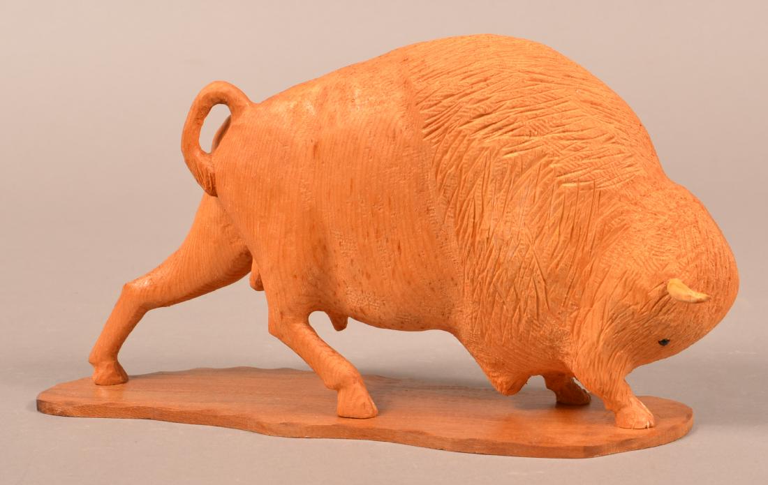 Frank Updegrove Wood Carving of a Buffalo. (1 of 3)