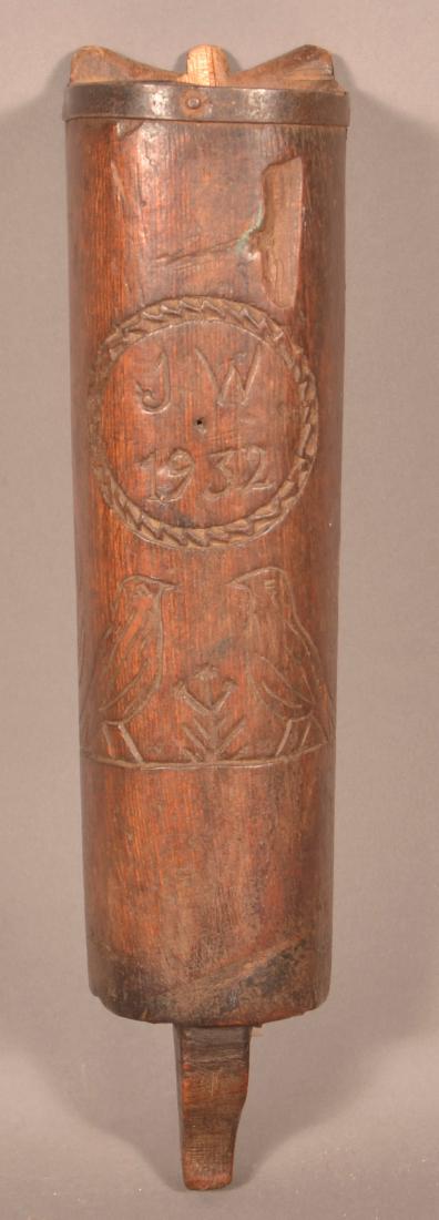 Wood Wall Pocket Incised Carved Decoration. (1 of 5)