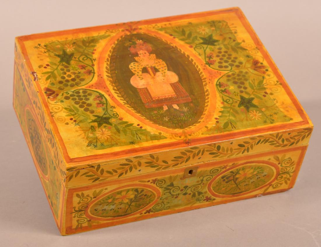 Vintage Paint Decorated Brides Box. (1 of 3)