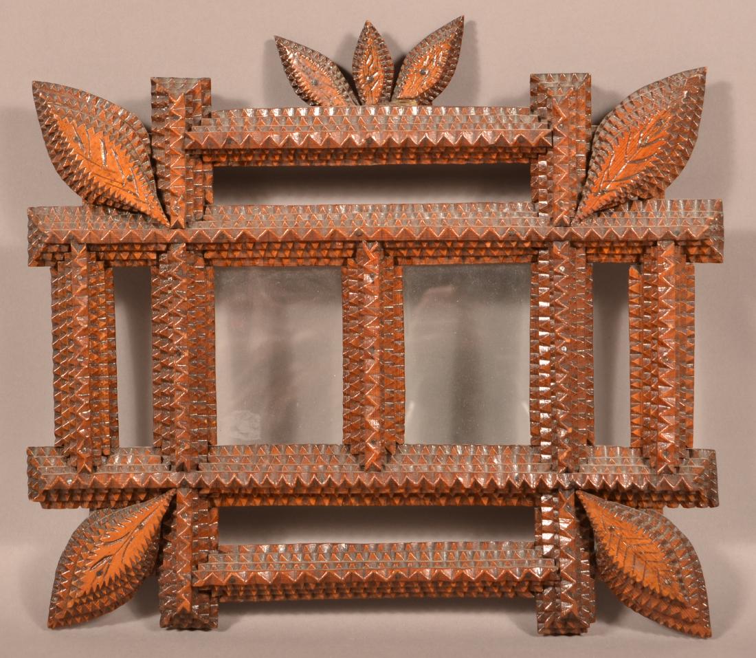 Antique Tramp Art double Picture Frame. (1 of 2)
