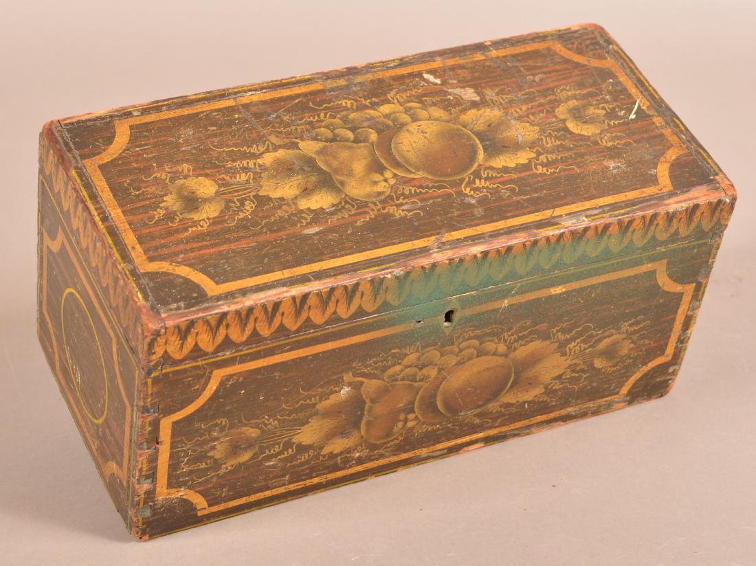 Stencil Decorated Softwood Trinket Chest. (1 of 3)