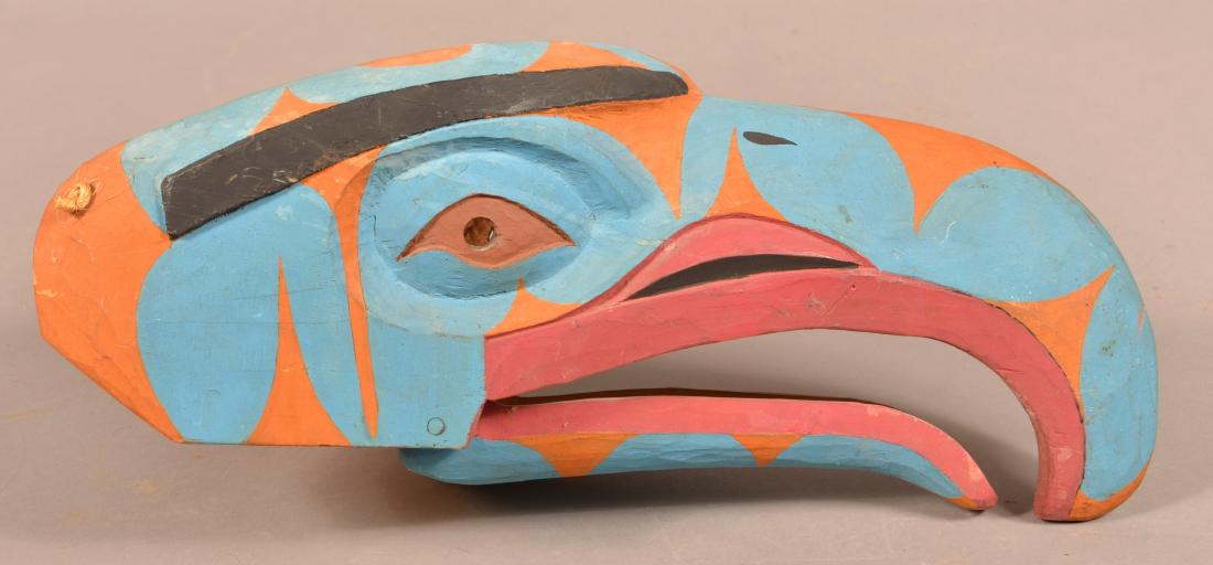 Canadian Carved and Painted Hawk Mask. (1 of 4)