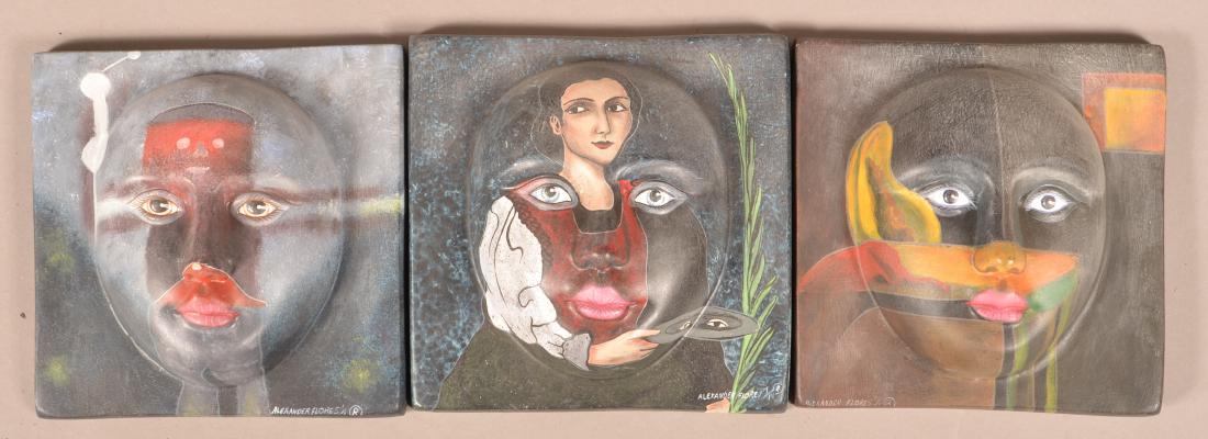 Three Alexander Flores Mexican Ceramic Wall Tiles. (1 of 3)