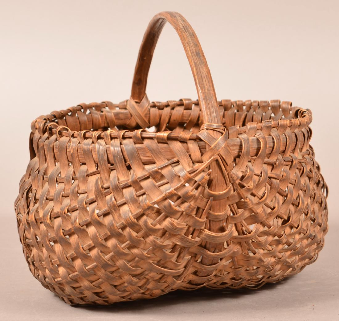 PA 19th Century Woven Oak Splint Basket. (1 of 2)
