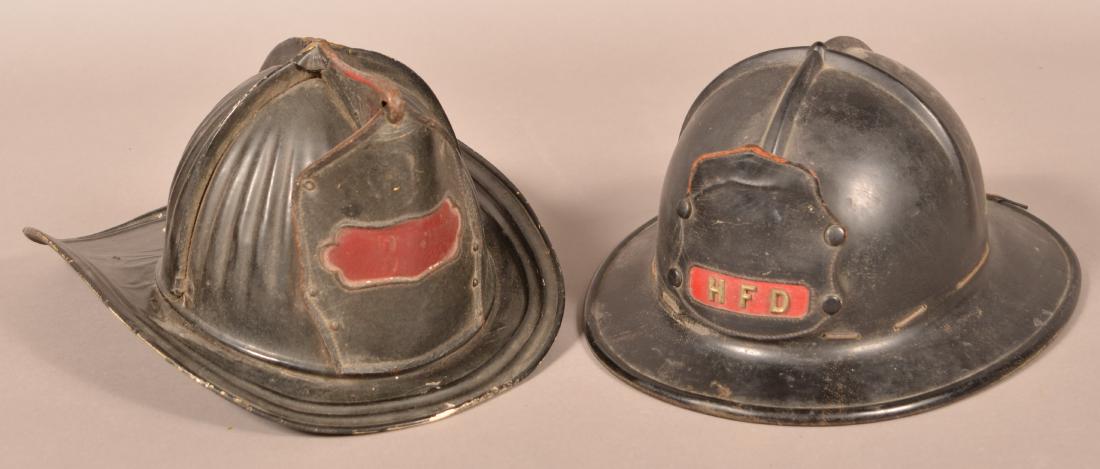 Two Vintage Fireman's Helmets. (1 of 4)