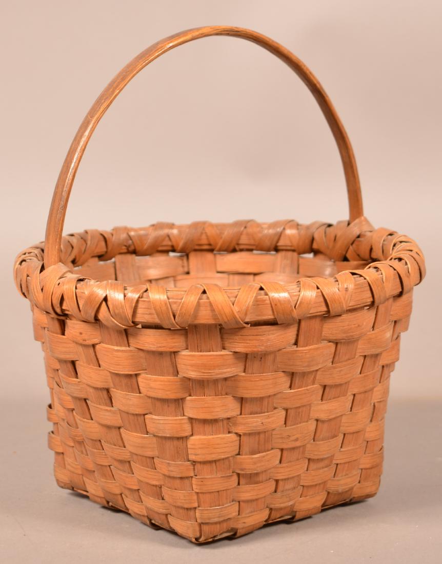 Antique Woven Oak Splint Basket. (1 of 3)