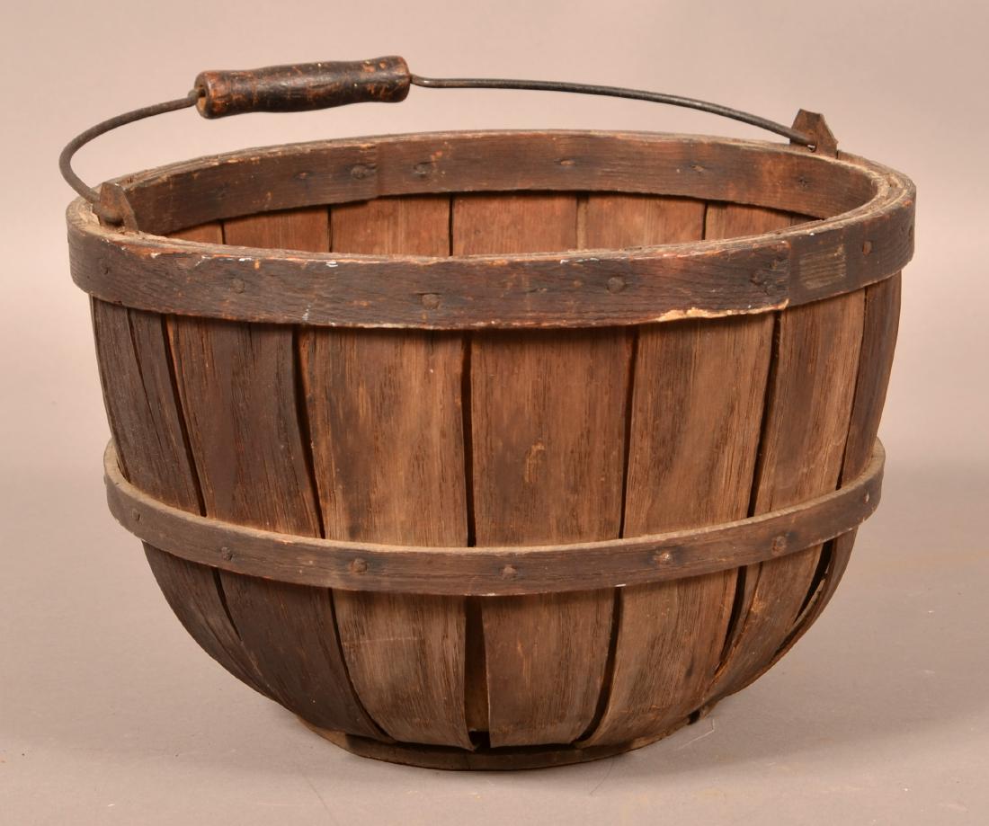 Vintage Oak Stave Field Basket. (1 of 3)