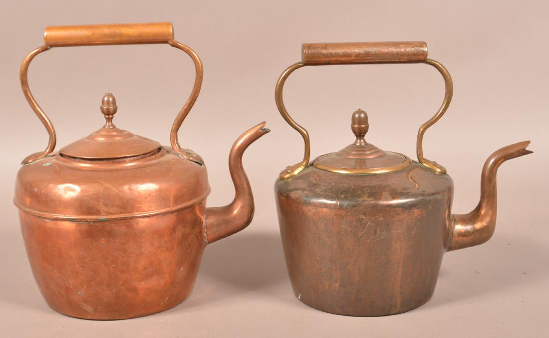 Two Antique English Copper Tea Kettles. (1 of 3)