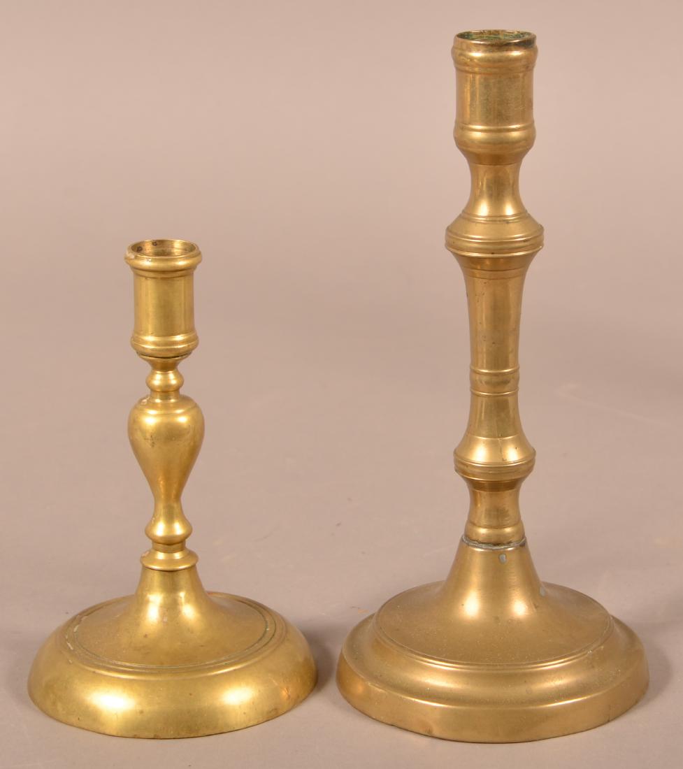 Two 18th/19th Century Brass Candlesticks. (1 of 3)