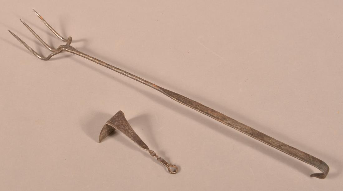 Antique Wrought Iron Fork and Dough Scraper. (1 of 3)