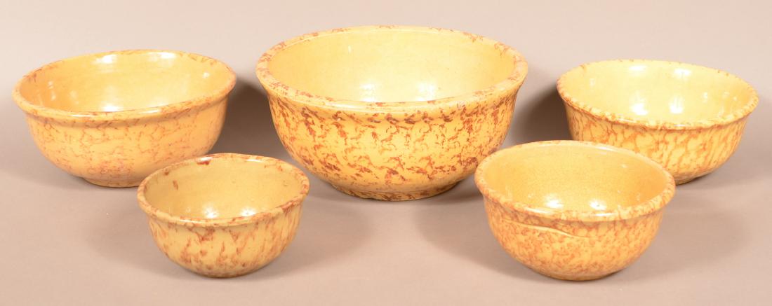 Five Graduated Yellowware Mixing Bowls. (1 of 2)