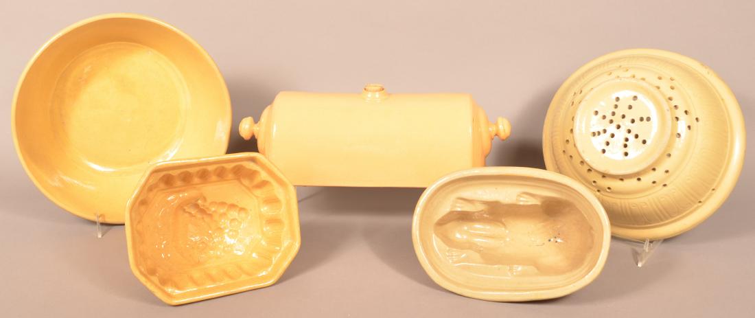 Five Pieces of Antique Yellowware Pottery. (1 of 2)