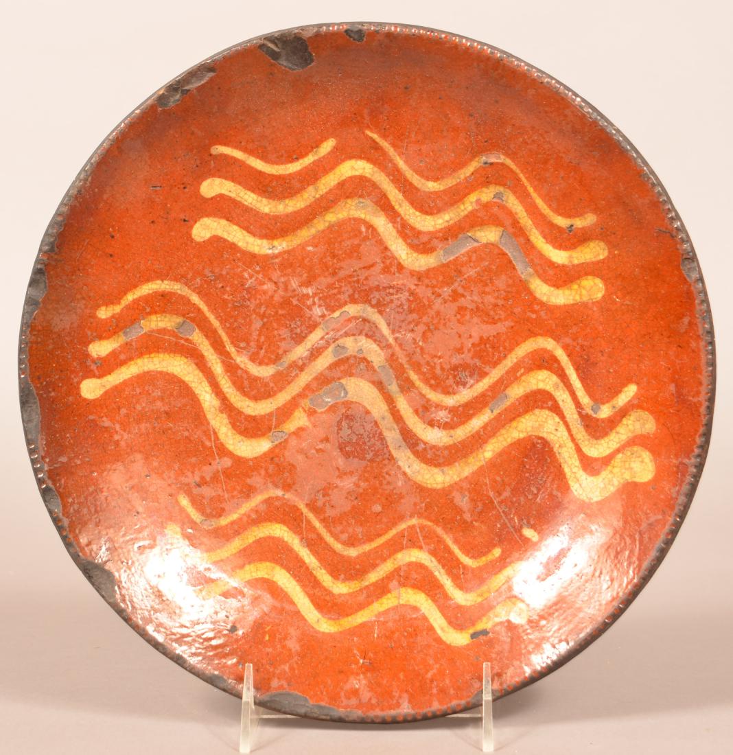 Antique Yellow Slip Decorated Redware Plate. (1 of 2)