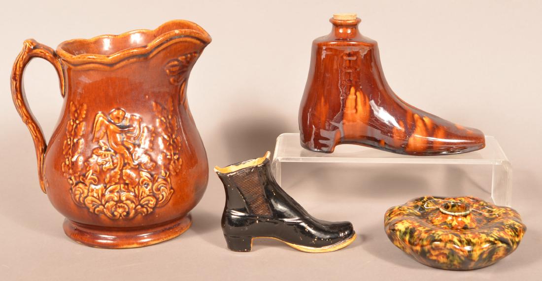 Four Pieces of Glazed Pottery. (1 of 2)